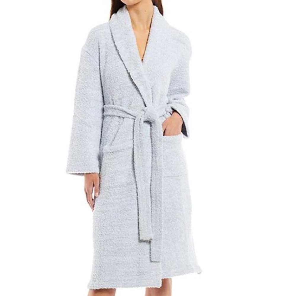 Barefoot Dreams Unisex Long Wrap Cozy Robe, Color: Heather Ocean/White, Size: 1